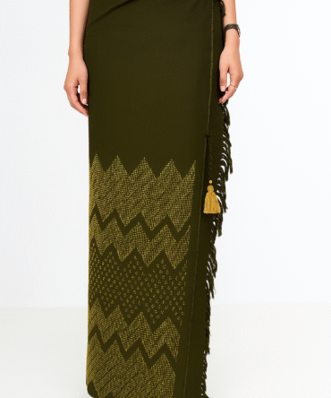 Mizo Handwoven Olive Green Wrap Around Skirt
