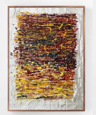 Original Abstract Expressionism Silk Artwork – Hand-Painted Acrylic on Handwoven Mulberry Silk 39″×30″
