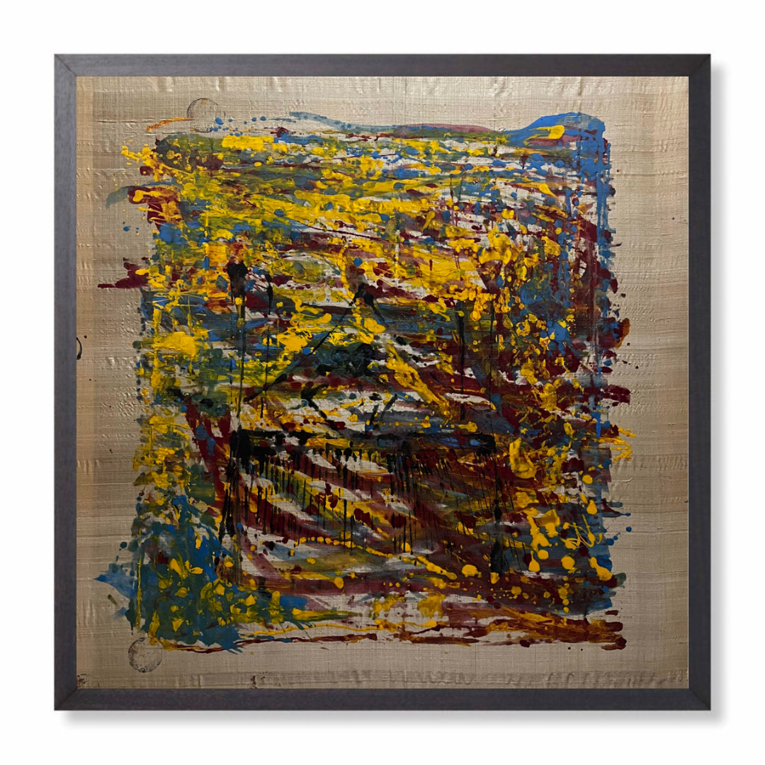Abstract Expressionism on Muga Silk – Hand-Painted Contemporary Wall Art (39″ x 30″)