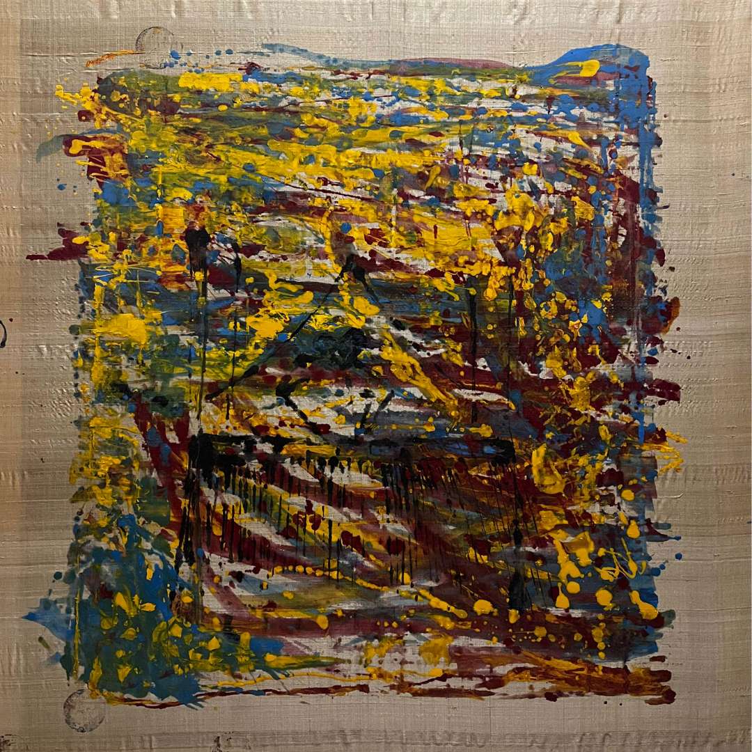 Abstract Expressionism on Muga Silk – Hand-Painted Contemporary Wall Art (39″ x 30″) - Image 2