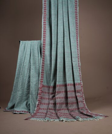 Naturally Dyed Grey Handwoven Eri/ Ahimsa / Peace/ Non violence Silk Saree with woven Red border