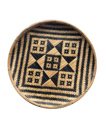 Bamboo Woven Round Wall Hanging Tray For Boho Home Decor Look