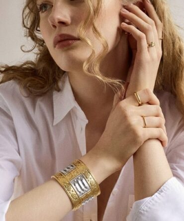 Gold Plated on Silver Cuff Bracelet / Assamese Gam Kharu