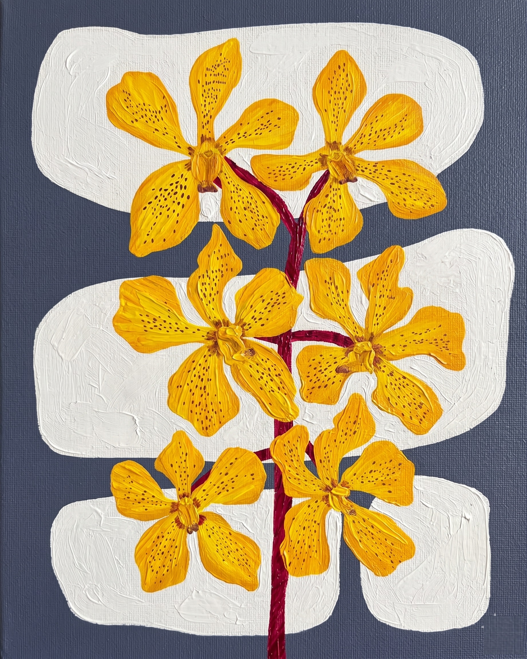 Golden Orchid Bloom Painting - Image 3