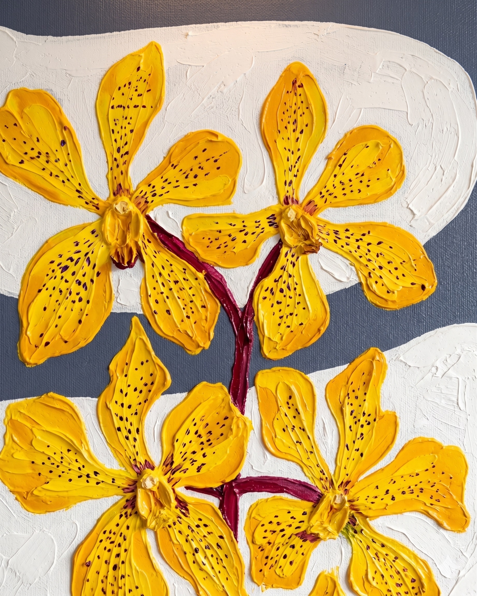 Golden Orchid Bloom Painting - Image 2