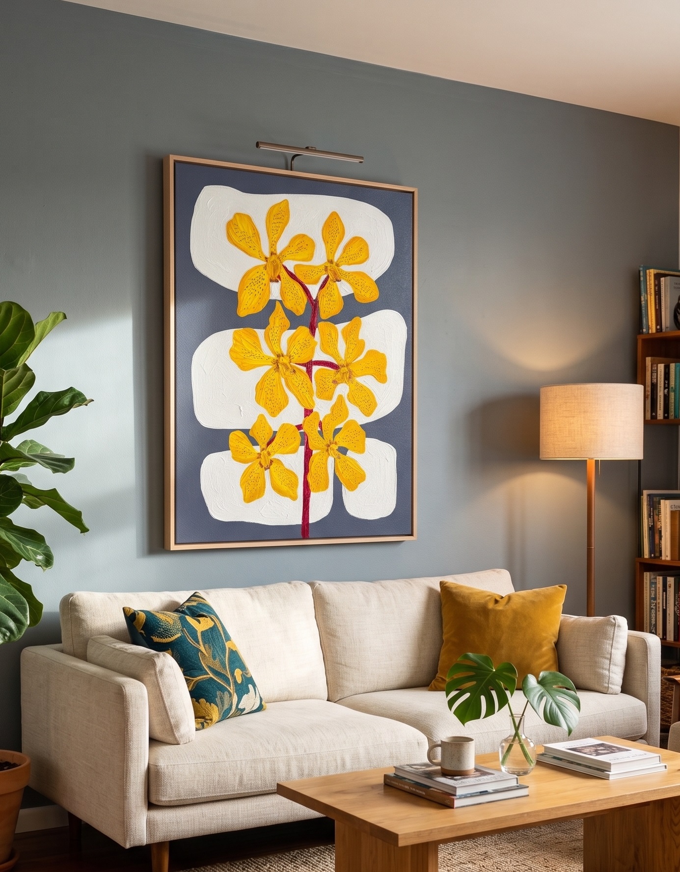 Golden Orchid Bloom Painting