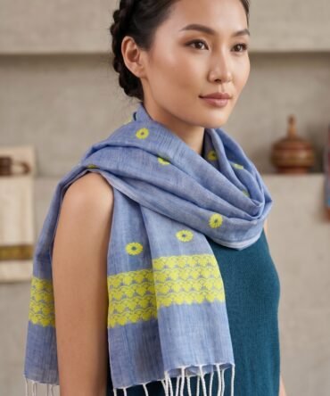 Handwoven Blue Cotton Stole