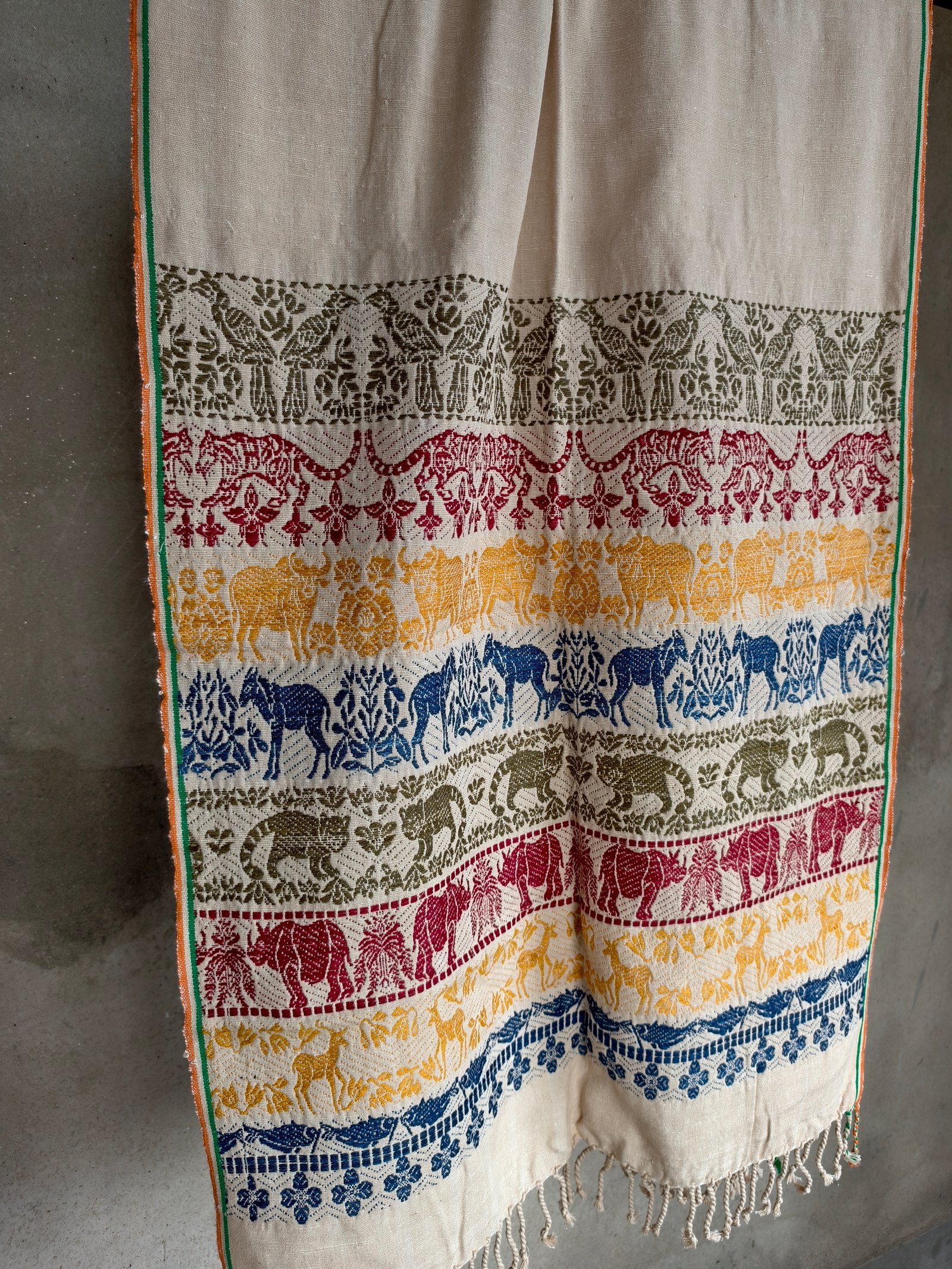 North East Animal Motifs Eri Silk Stole - Image 2