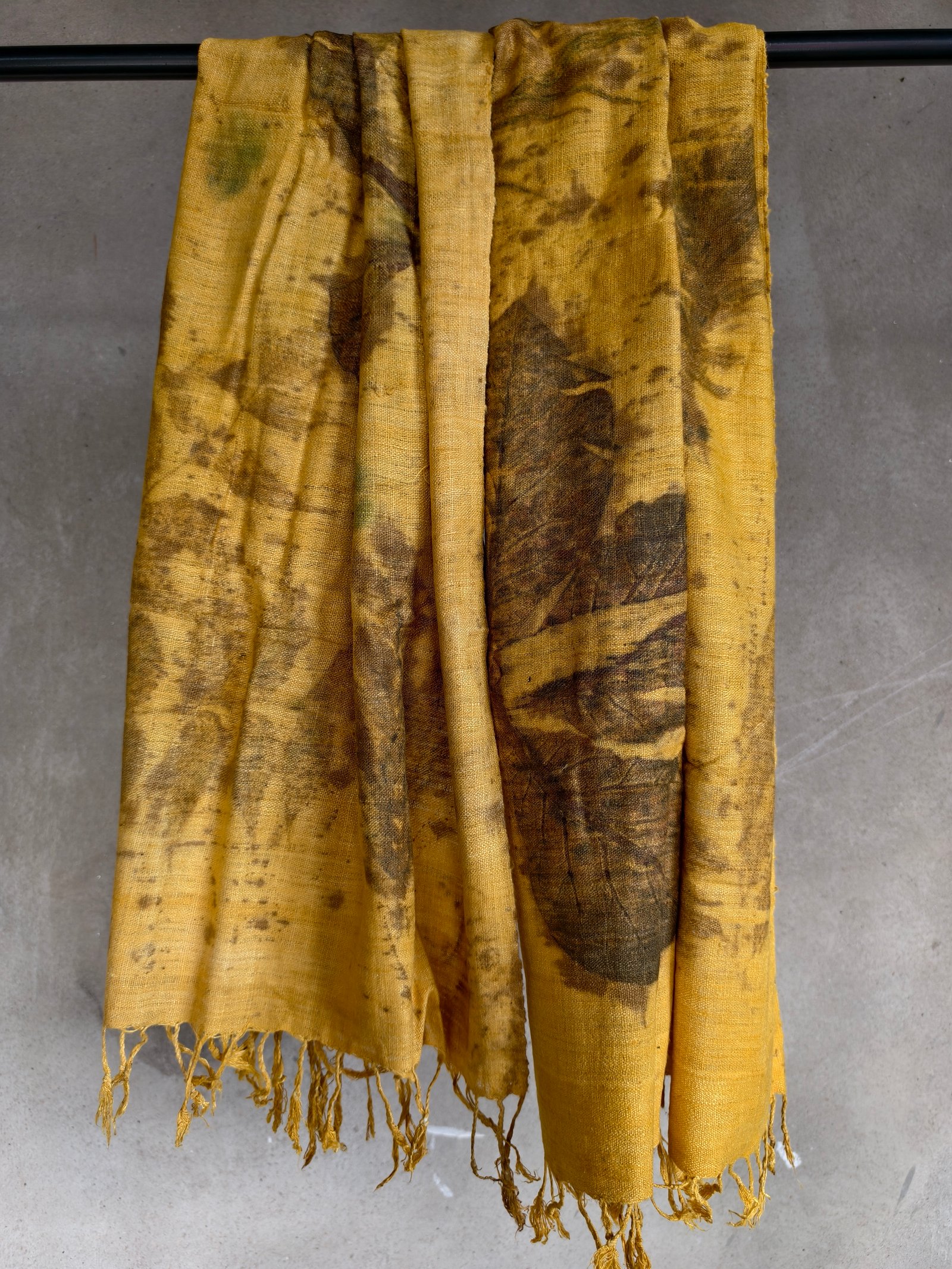 Turmeric Dye & Eco Printed Eri Silk Stole