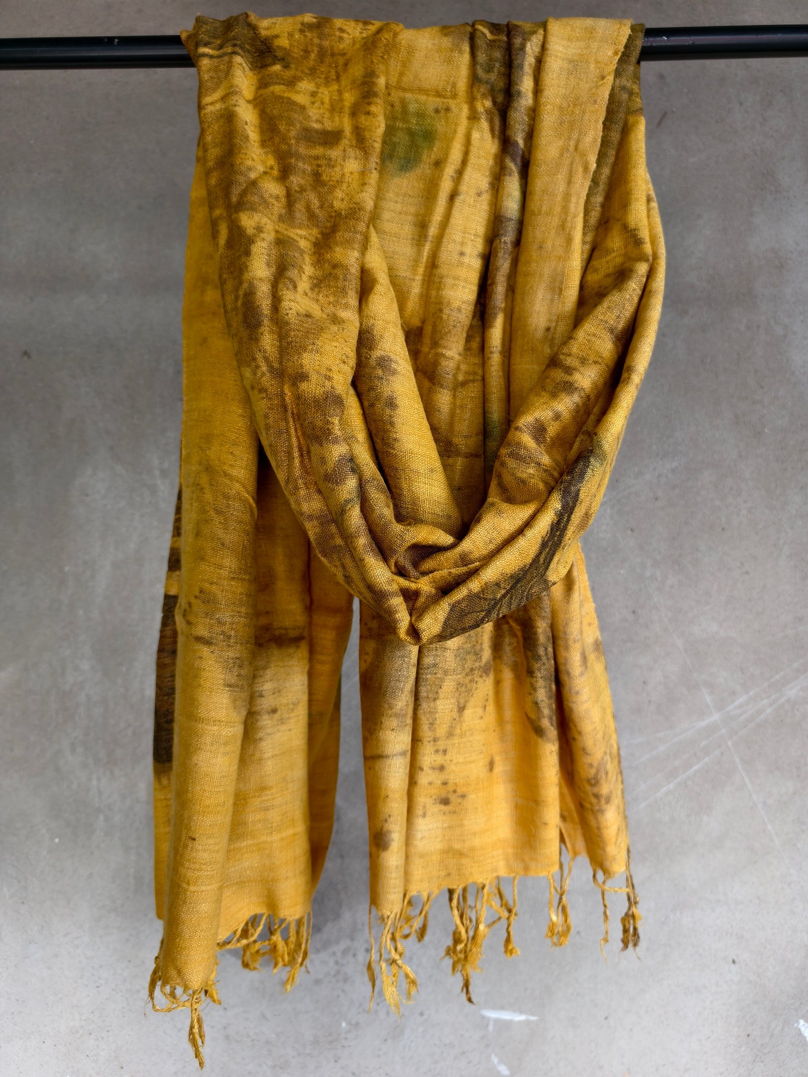 Turmeric Dye & Eco Printed Eri Silk Stole - Image 3