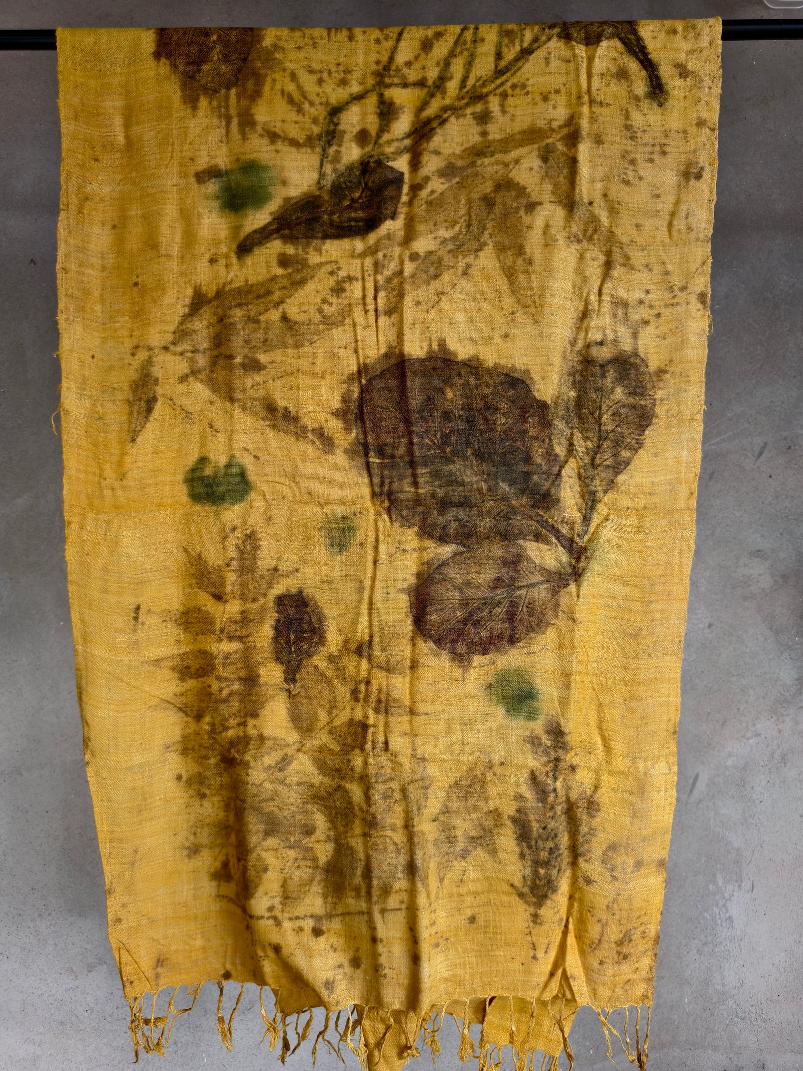 Turmeric Dye & Eco Printed Eri Silk Stole - Image 2