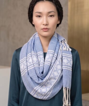 Light Blue Cotton Handwoven Stole