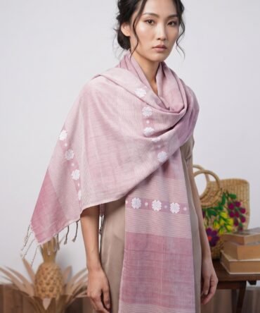 Pink Handwoven Cotton Summer Stole