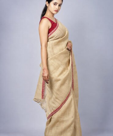 Pure Assam Muga Silk Saree with Zardosi Border