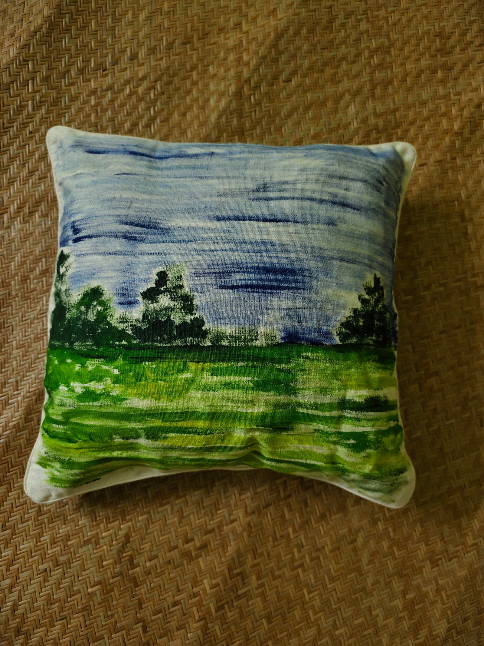 Hand Painted Eri Silk Handloom Cushion Cover (Set of 2) - Image 2