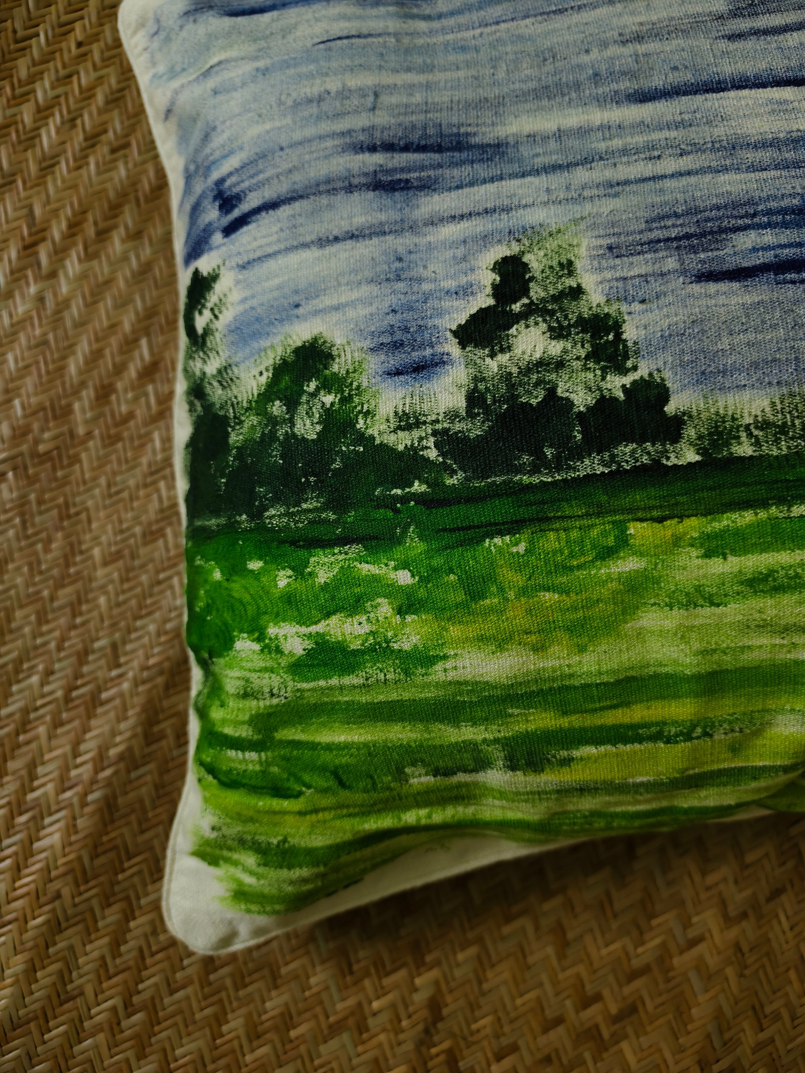 Hand Painted Eri Silk Handloom Cushion Cover (Set of 2) - Image 3