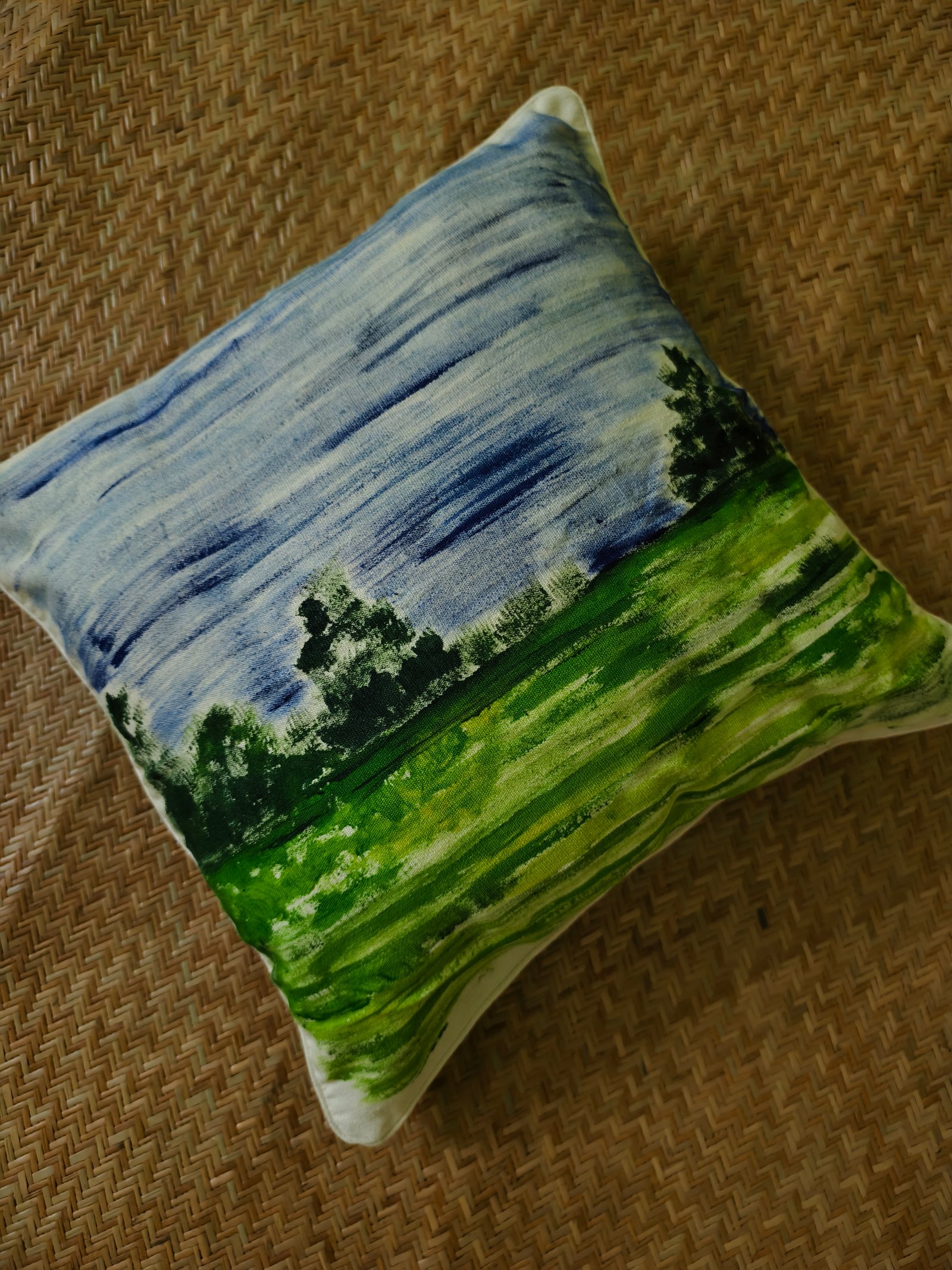 Hand Painted Eri Silk Handloom Cushion Cover (Set of 2)