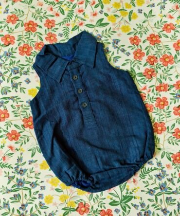 New Born Baby / Infant Eri Silk Natural Dyed Romper – Indigo