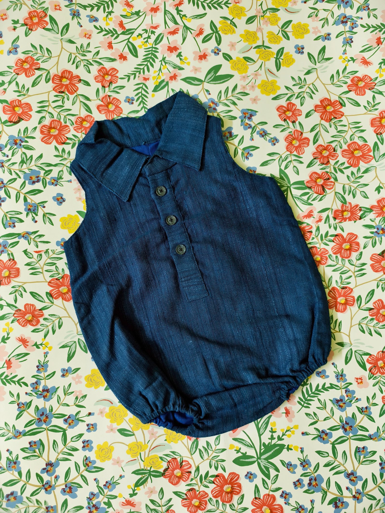 New Born Baby / Infant Eri Silk Natural Dyed Romper – Indigo