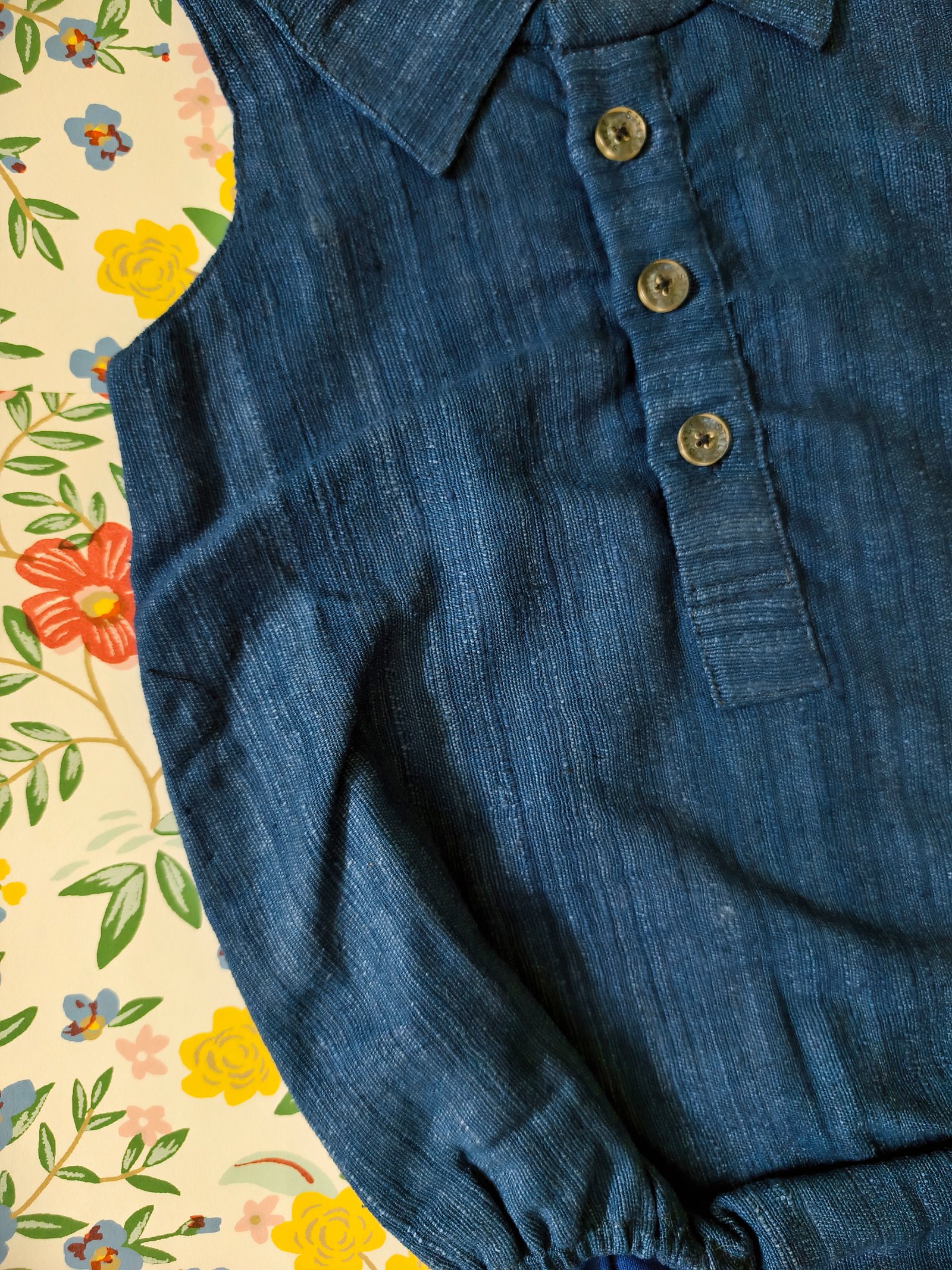 New Born Baby / Infant Eri Silk Natural Dyed Romper – Indigo - Image 2