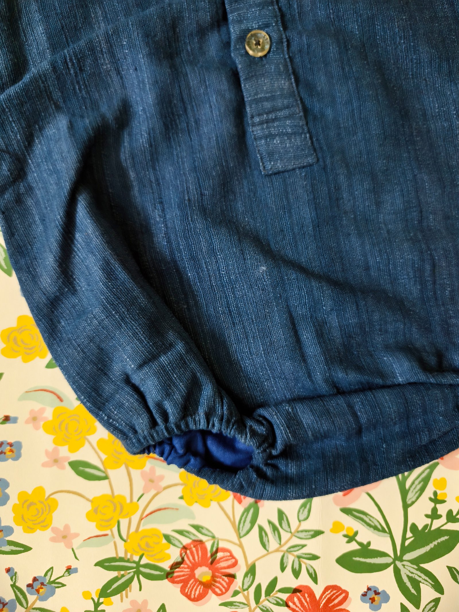 New Born Baby / Infant Eri Silk Natural Dyed Romper – Indigo - Image 3