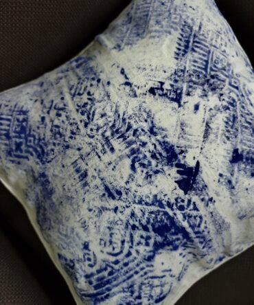 Eri Silk Handloom Cushion Cover with Texture Paint (Set of 2)