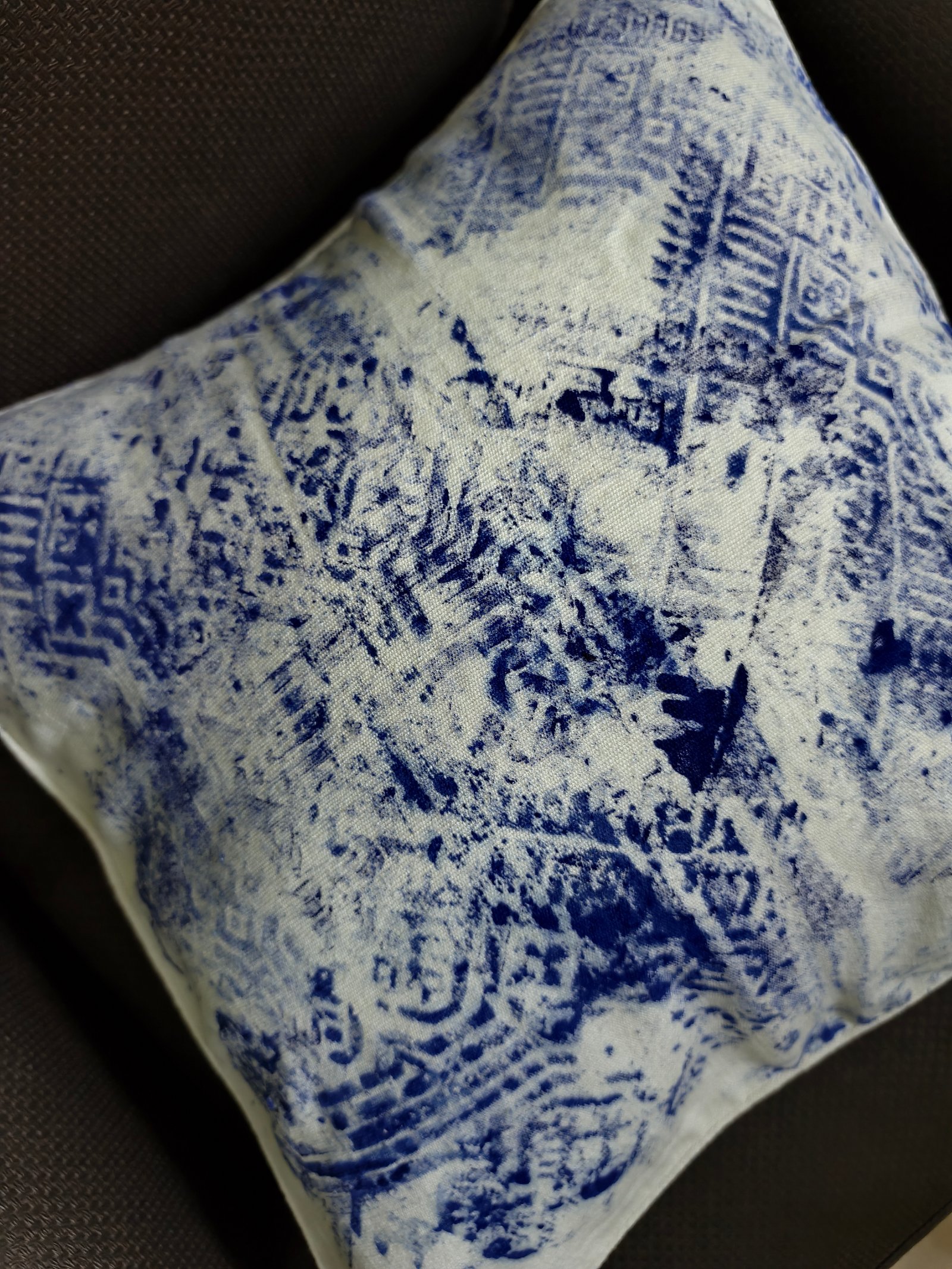 Eri Silk Handloom Cushion Cover with Texture Paint (Set of 2)